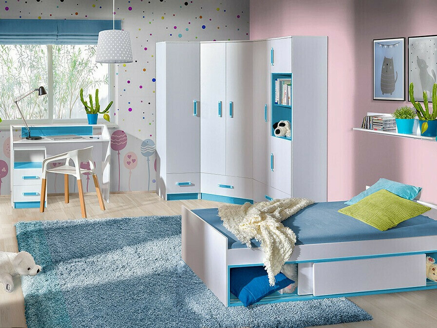 Bookcase Lorlare 113 (White + Turquoise)