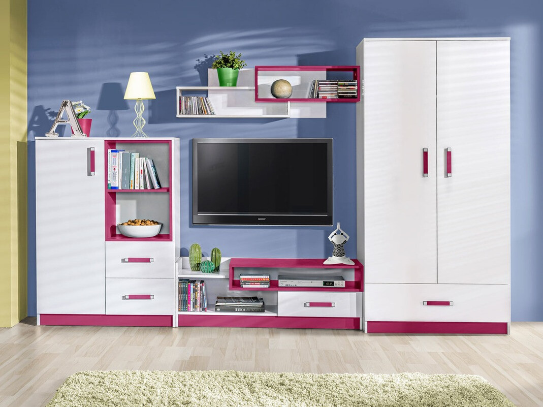 TV stand Lorlare 111 (White + Pink)