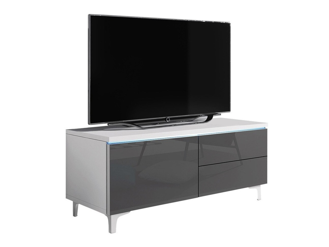 TV stand Uva III (White + Gloss grey)