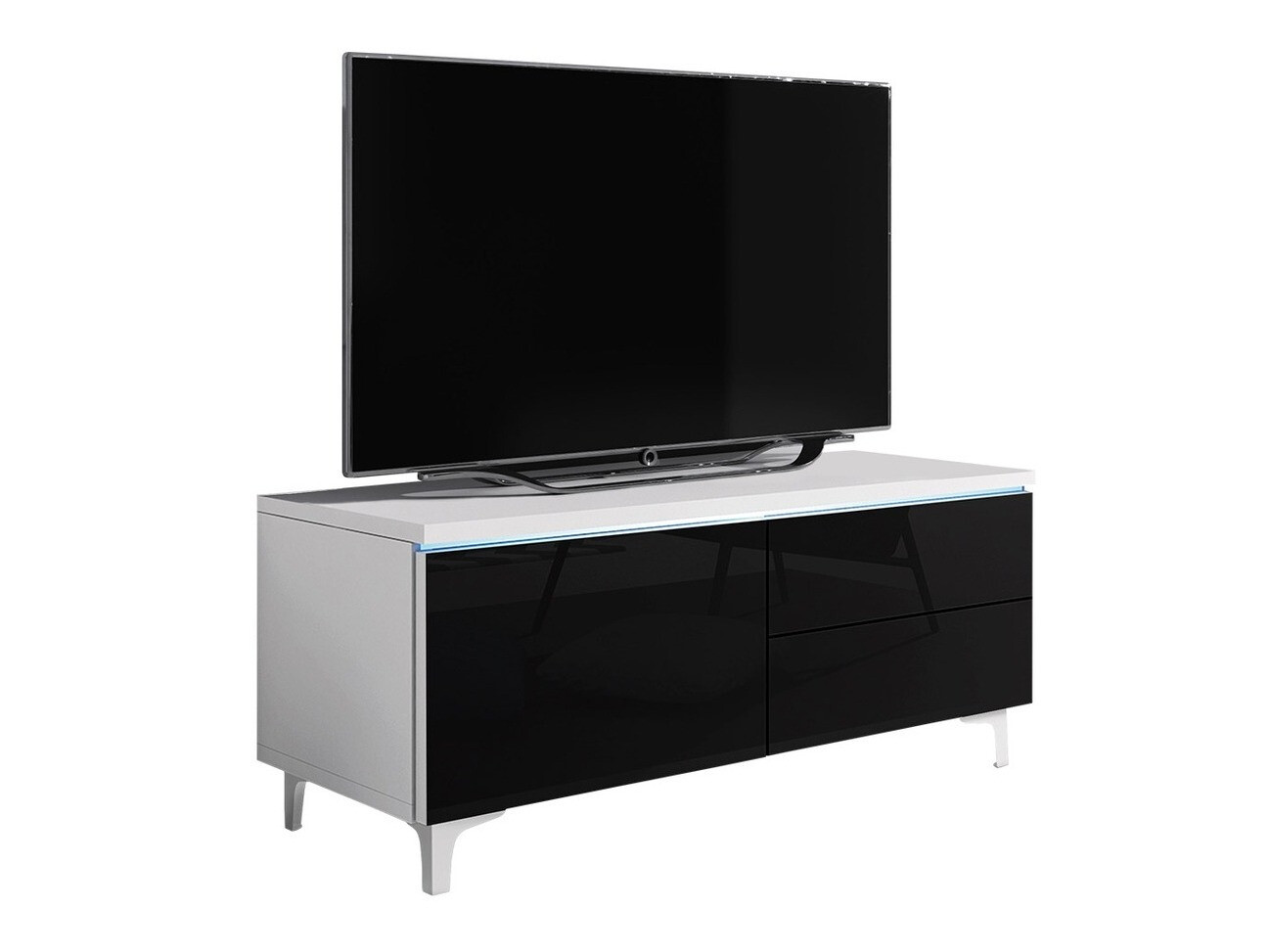 TV stand Uva III (White + Glossy black)