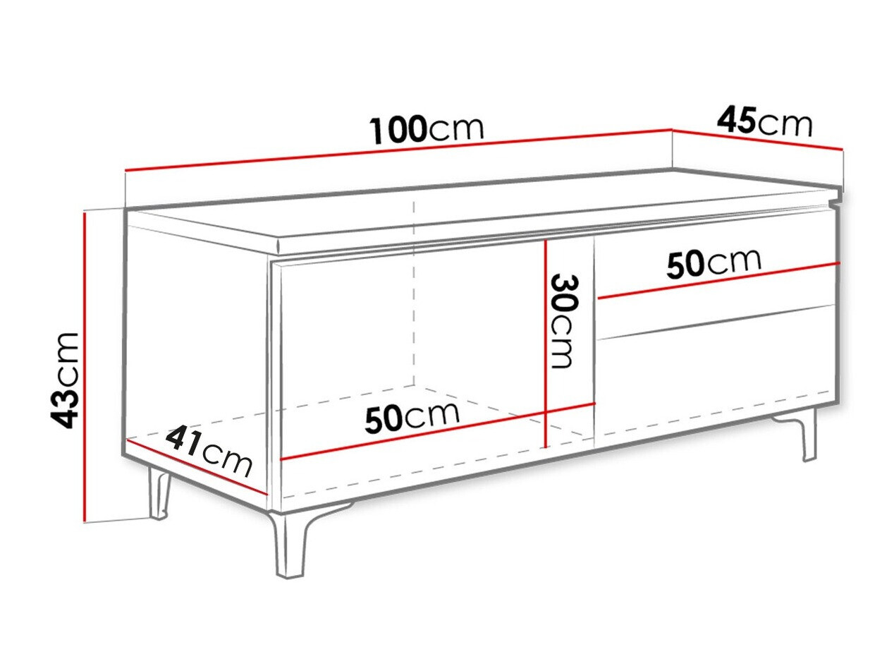 TV stand Uva III (White + Glossy black)