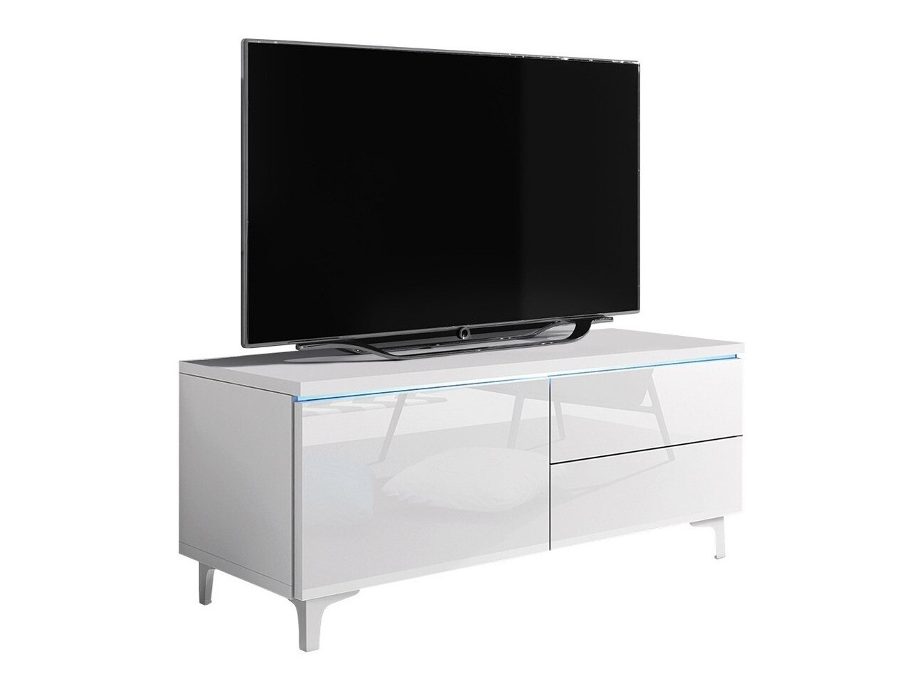 TV stand Uva III (White + Glossy white)