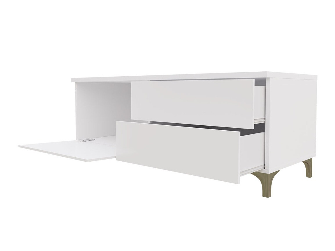 TV stand Uva III (White + Glossy white)
