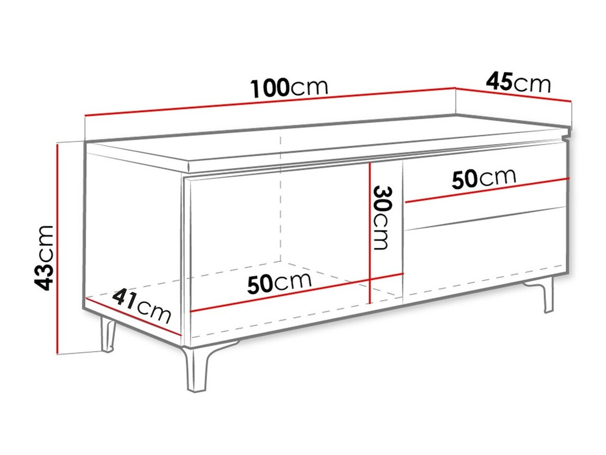TV stand Uva III (White + Glossy white)