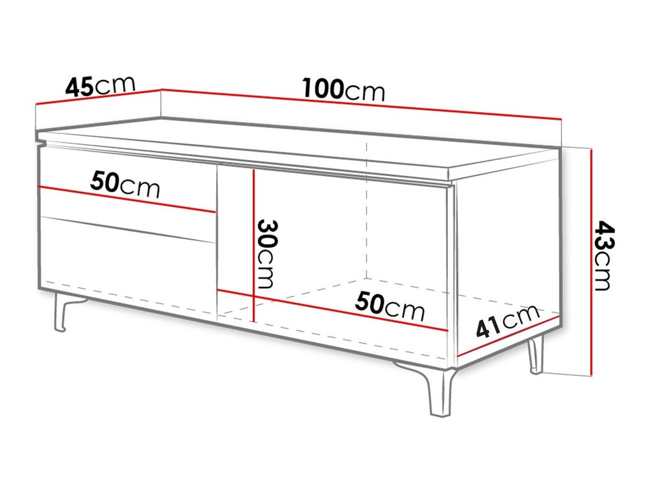TV stand Uva IV (White + Glossy black)