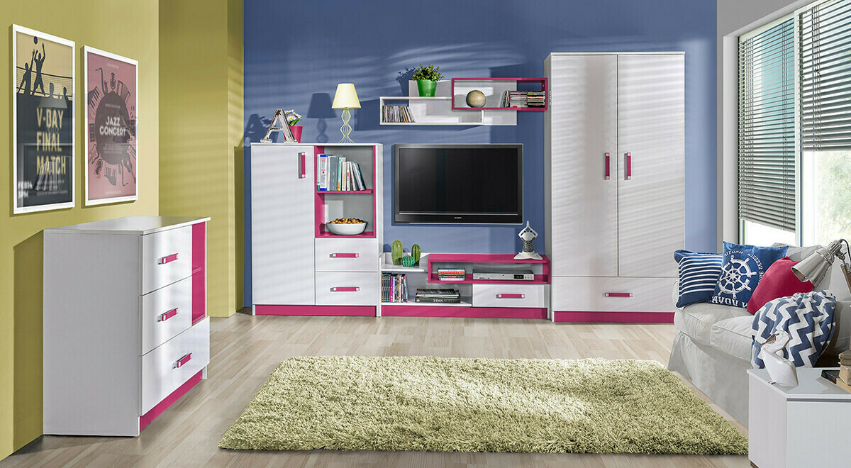 Chest of drawers Lorlare 108 (White + Pink)