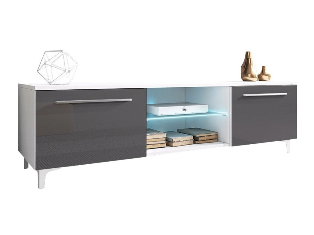 TV stand Uva V (White + Gloss grey)