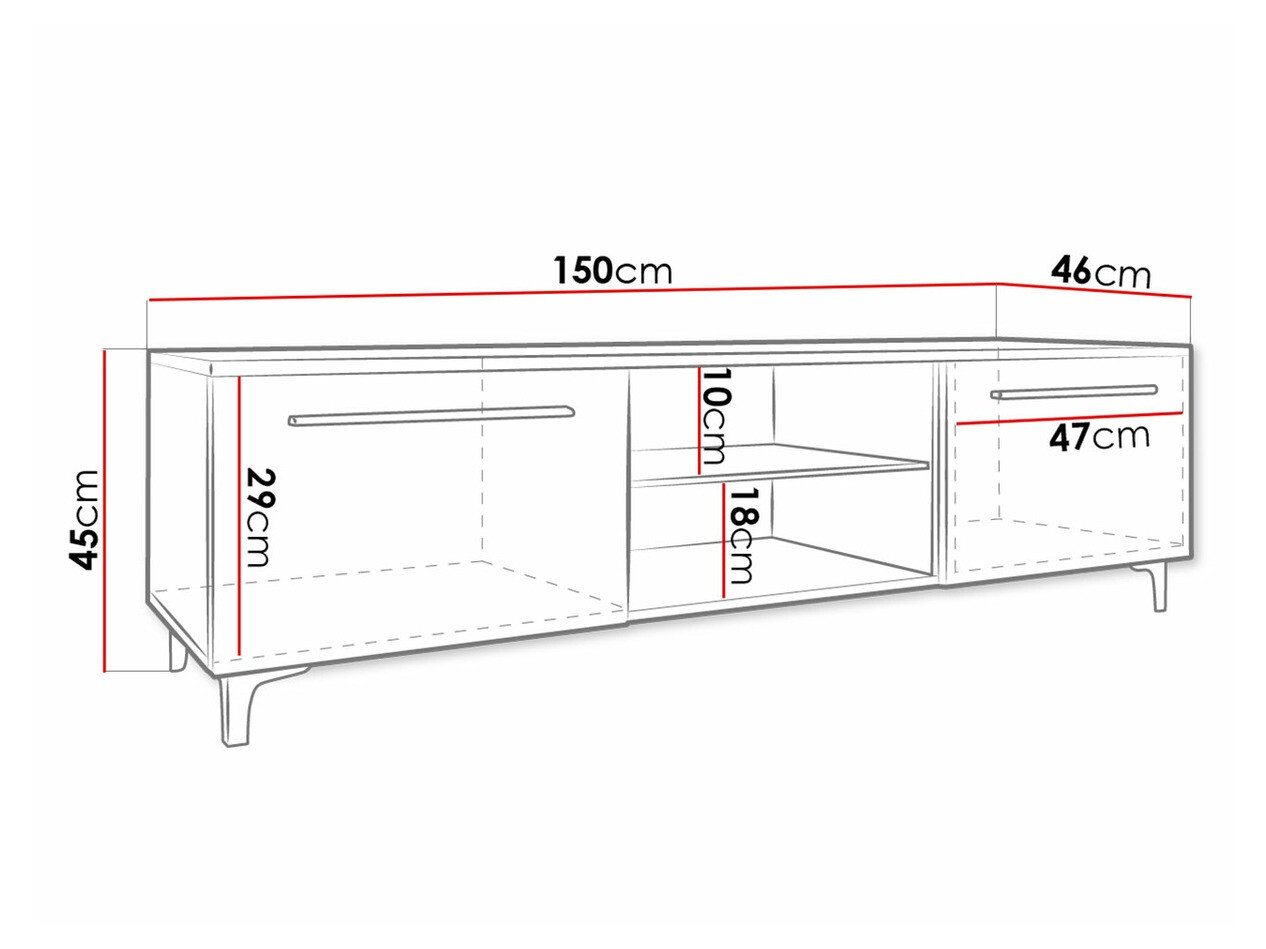 TV stand Uva V (White + Glossy black)