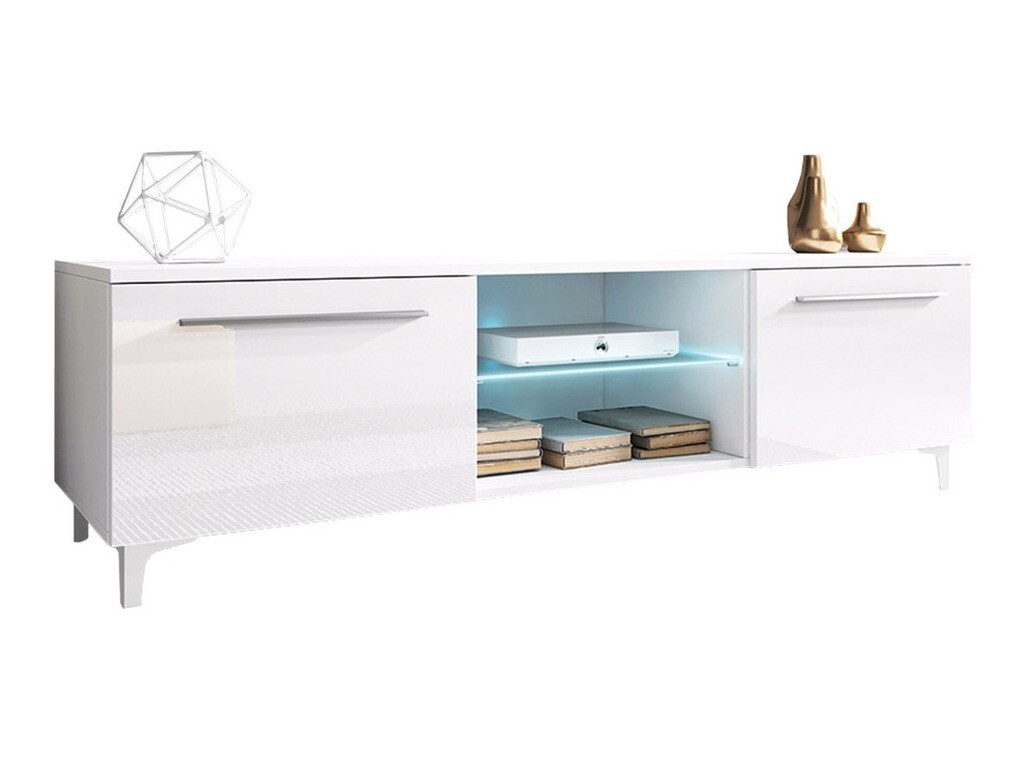 TV stand Uva V (White + Glossy white)