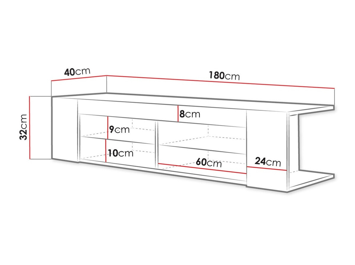 TV stand Ver I (Black + Glossy black)