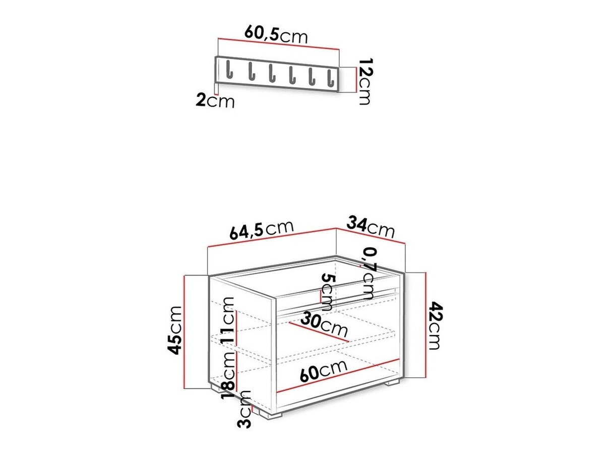 Hallway set Comfivo Pinus VIII (White + Soft 017)