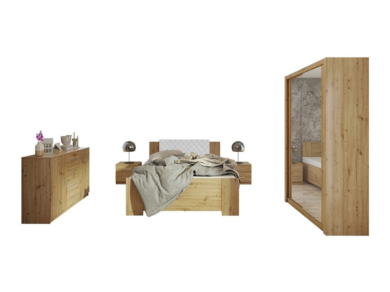 Bedroom set Catromi 112 (Artisan oak + Soft Pik 017)