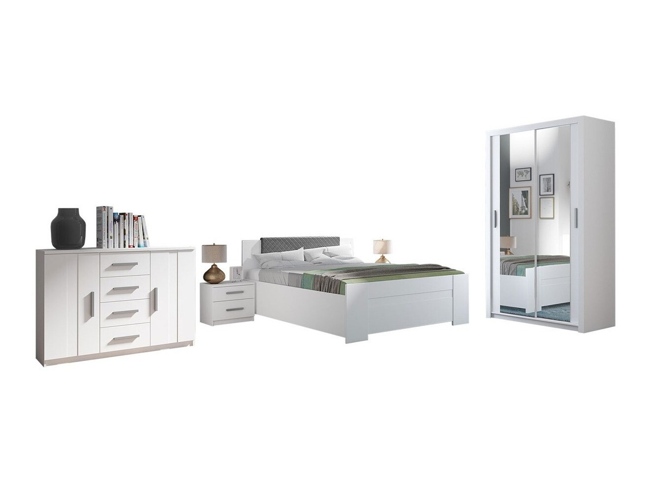 Bedroom set Catromi 112 (White + Soft Pik 029)