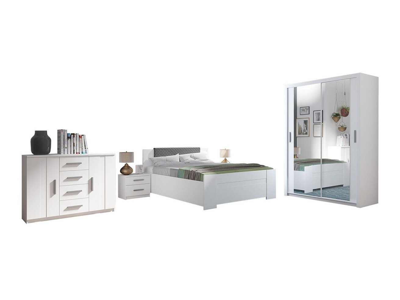 Bedroom set Catromi 113 (White + Soft Pik 029)
