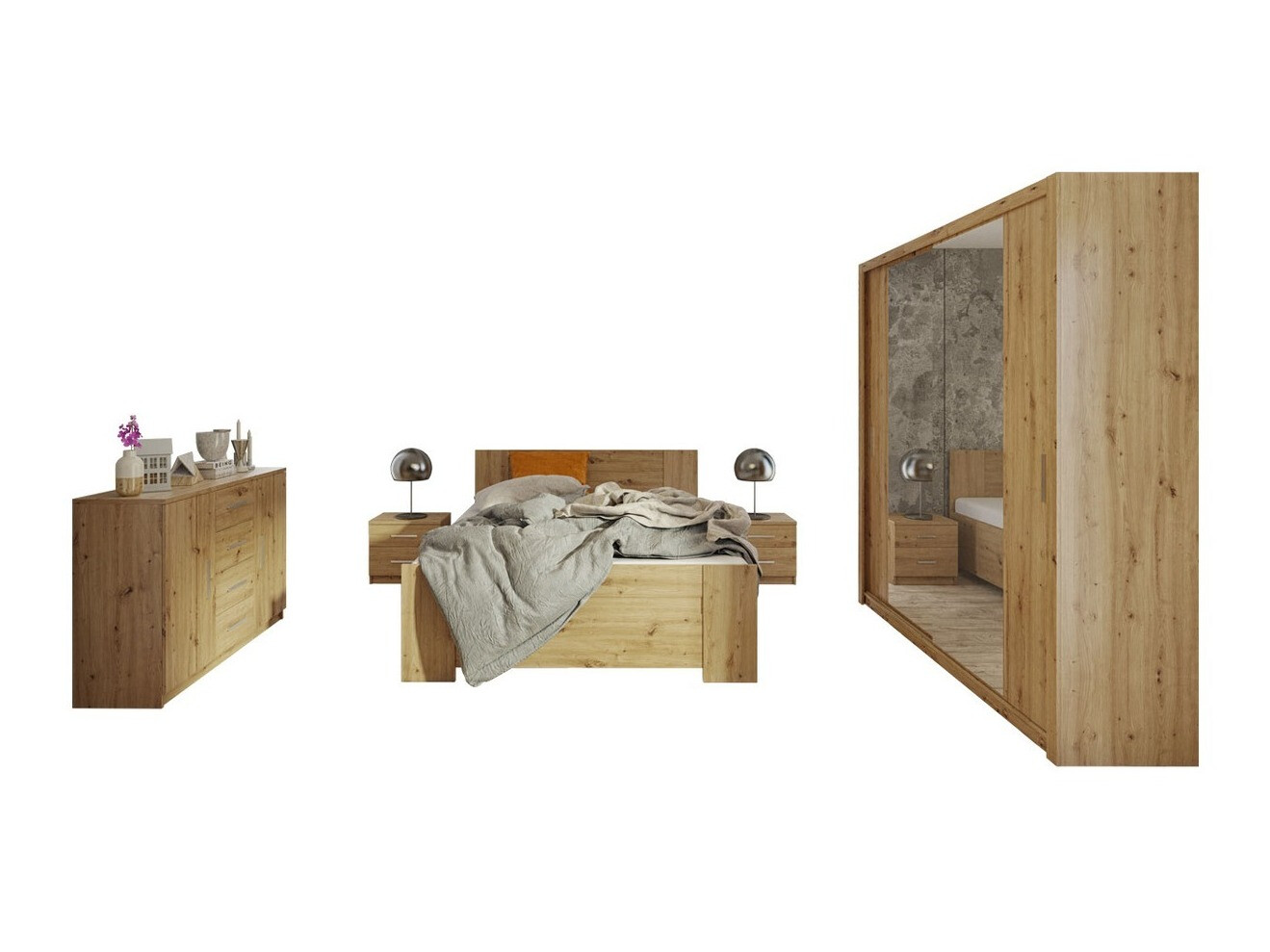 Bedroom set Catromi 114 (Artisan oak)