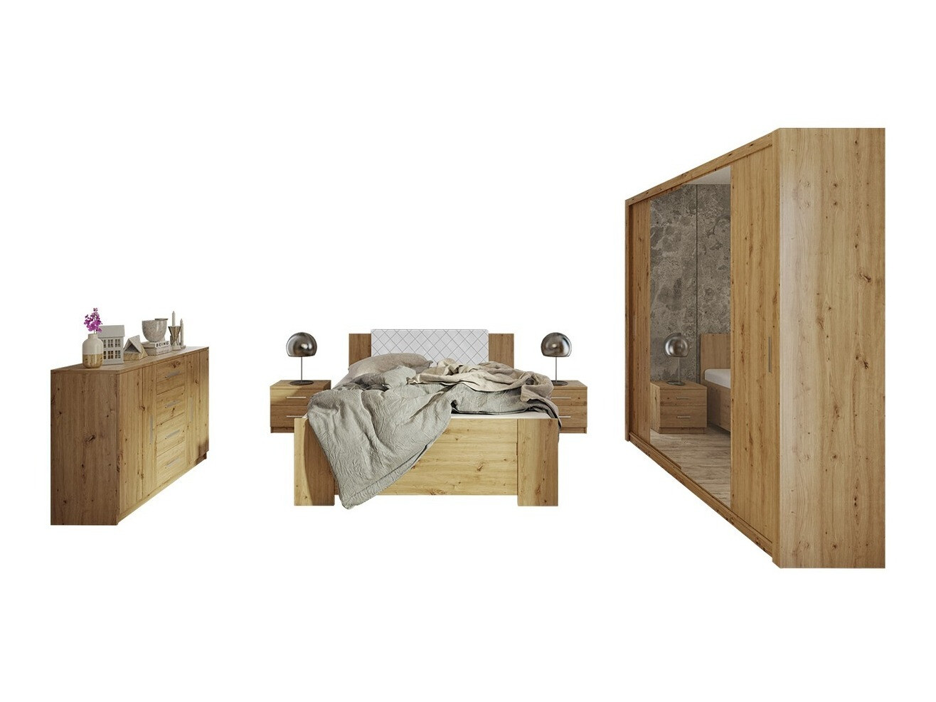 Bedroom set Catromi 115 (Artisan oak + Soft Pik 017)