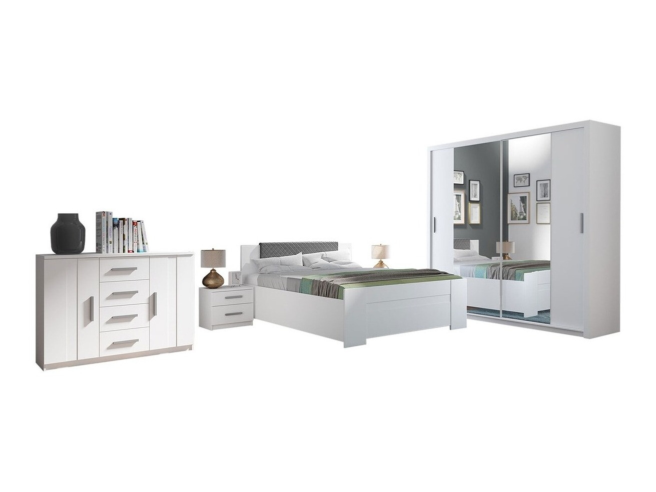Bedroom set Catromi 115 (White + Soft Pik 029)