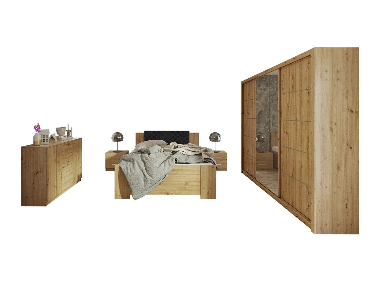 Bedroom set Catromi 116 (Artisan oak + Soft Pik 011)