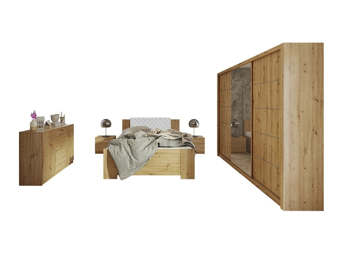 Bedroom set Catromi 116 (Artisan oak + Soft Pik 017)