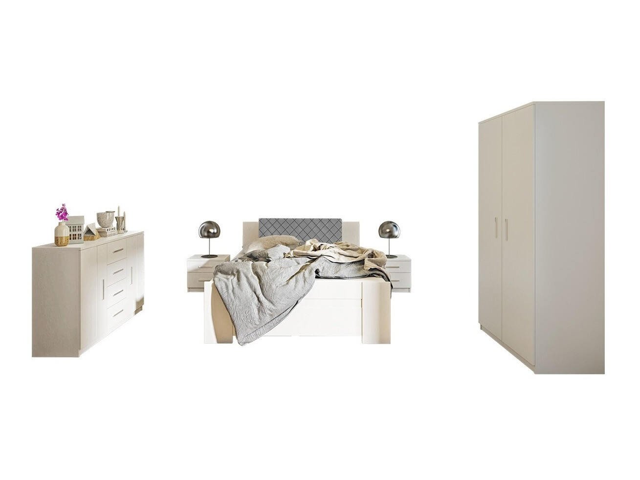 Bedroom set Catromi 122 (White + Soft Pik 029)