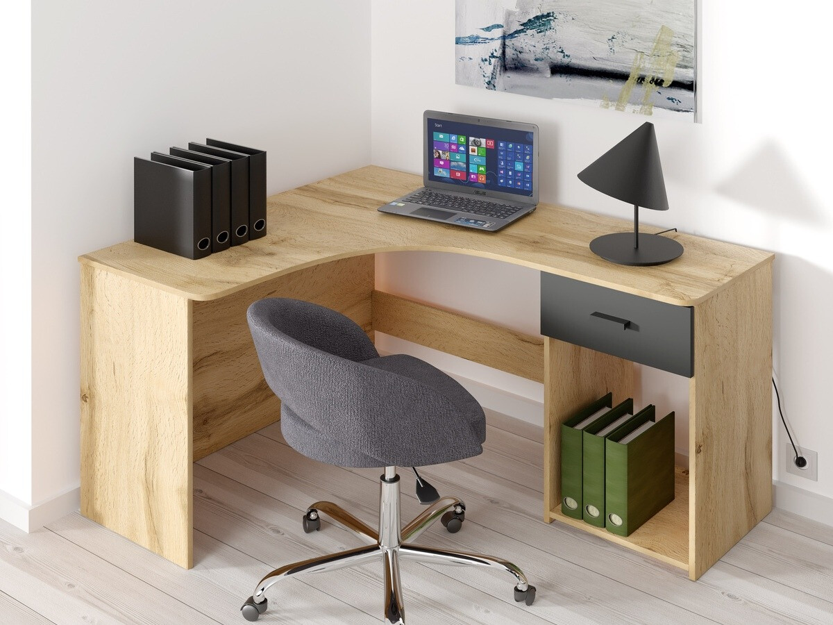 Corner desk Austin 303 (Wotan Oak + Black)