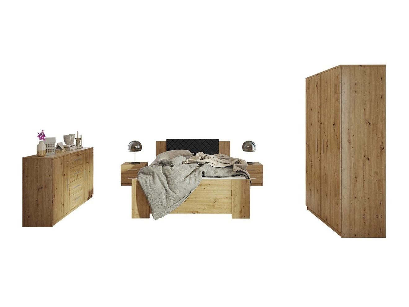 Bedroom set Catromi 122 (Artisan oak + Soft Pik 011)