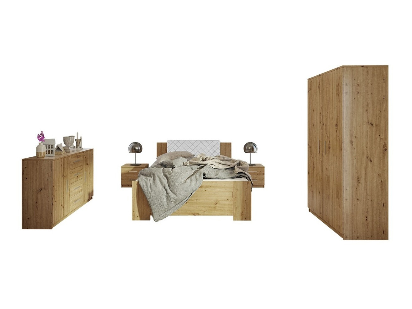 Bedroom set Catromi 122 (Artisan oak + Soft Pik 017)