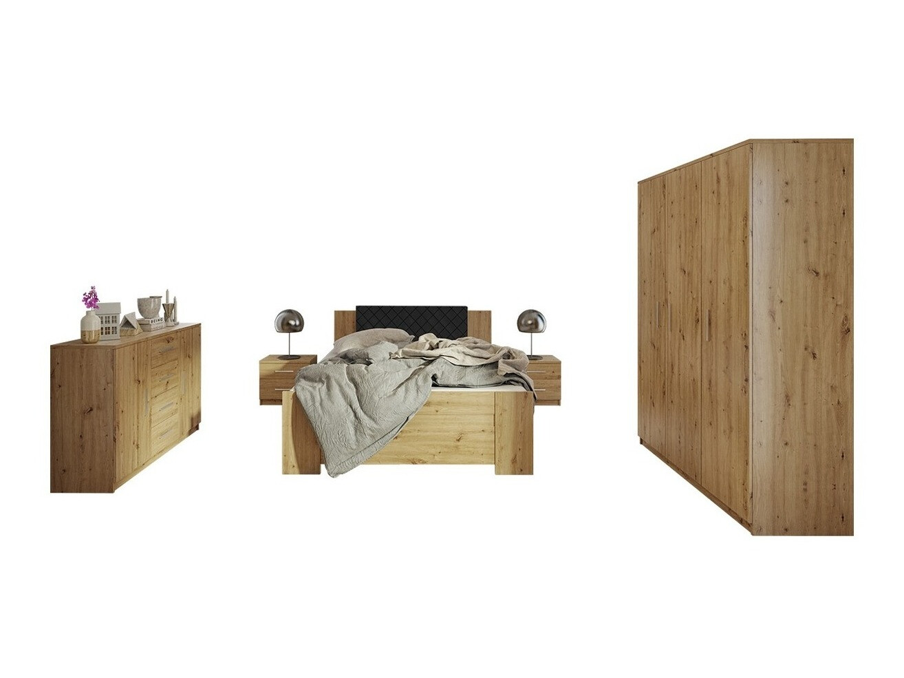 Bedroom set Catromi 123 (Artisan oak + Soft Pik 011)