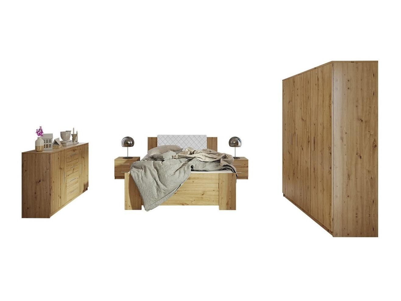 Bedroom set Catromi 123 (Artisan oak + Soft Pik 017)