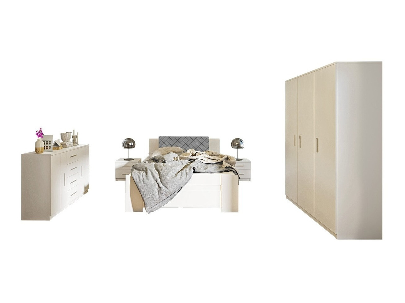 Bedroom set Catromi 123 (White + Soft Pik 029)