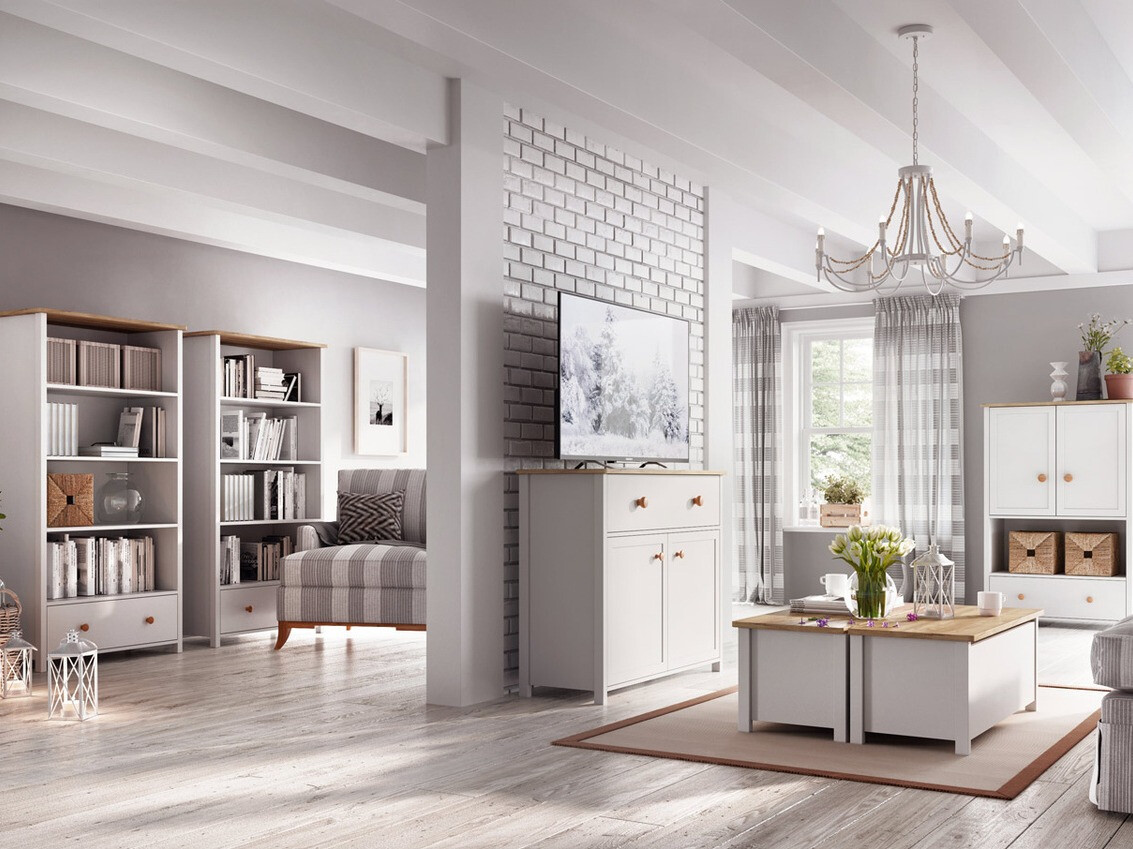 Storage box Romelbo 143 (White + Oak)