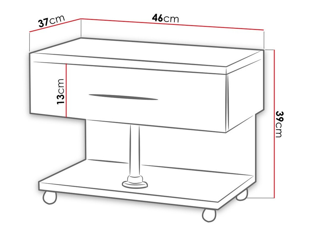 Bedside table Campus (White + Gloss grey)
