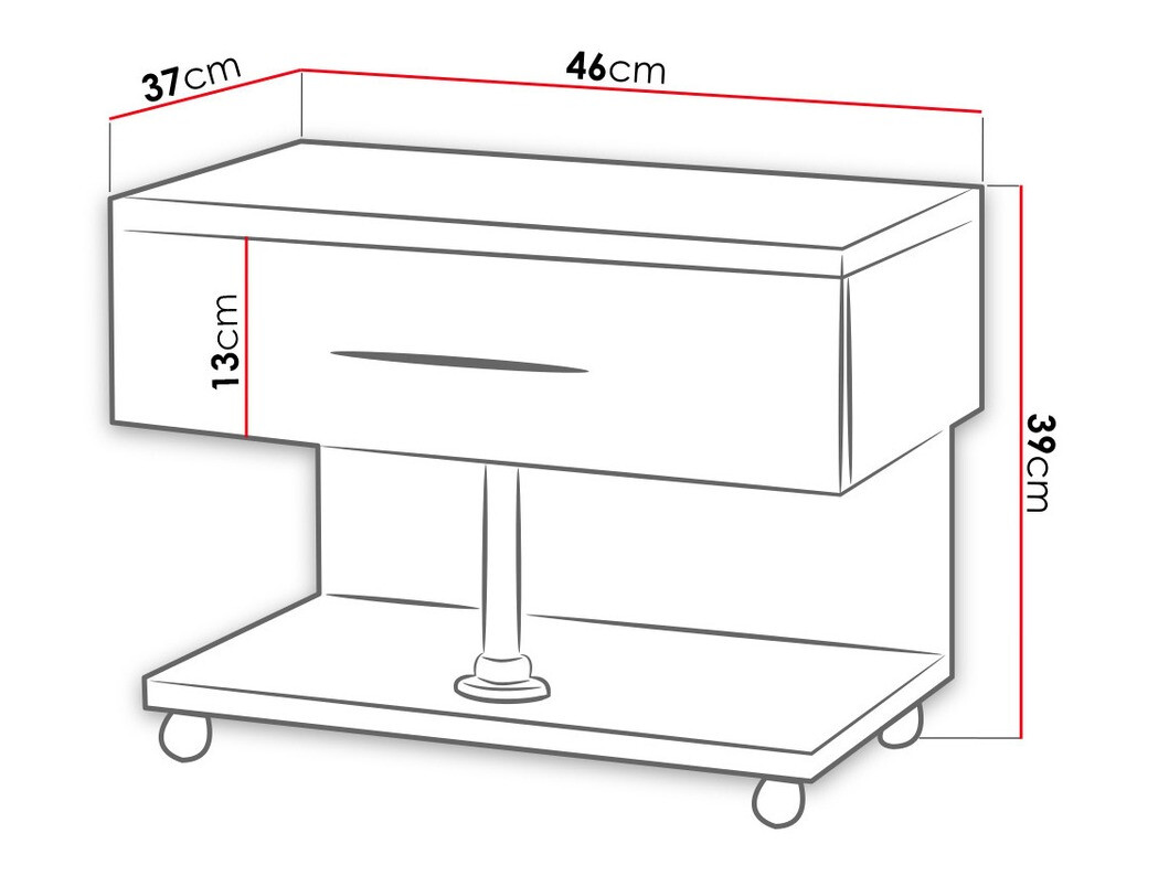 Bedside table Campus (White + Glossy pink)