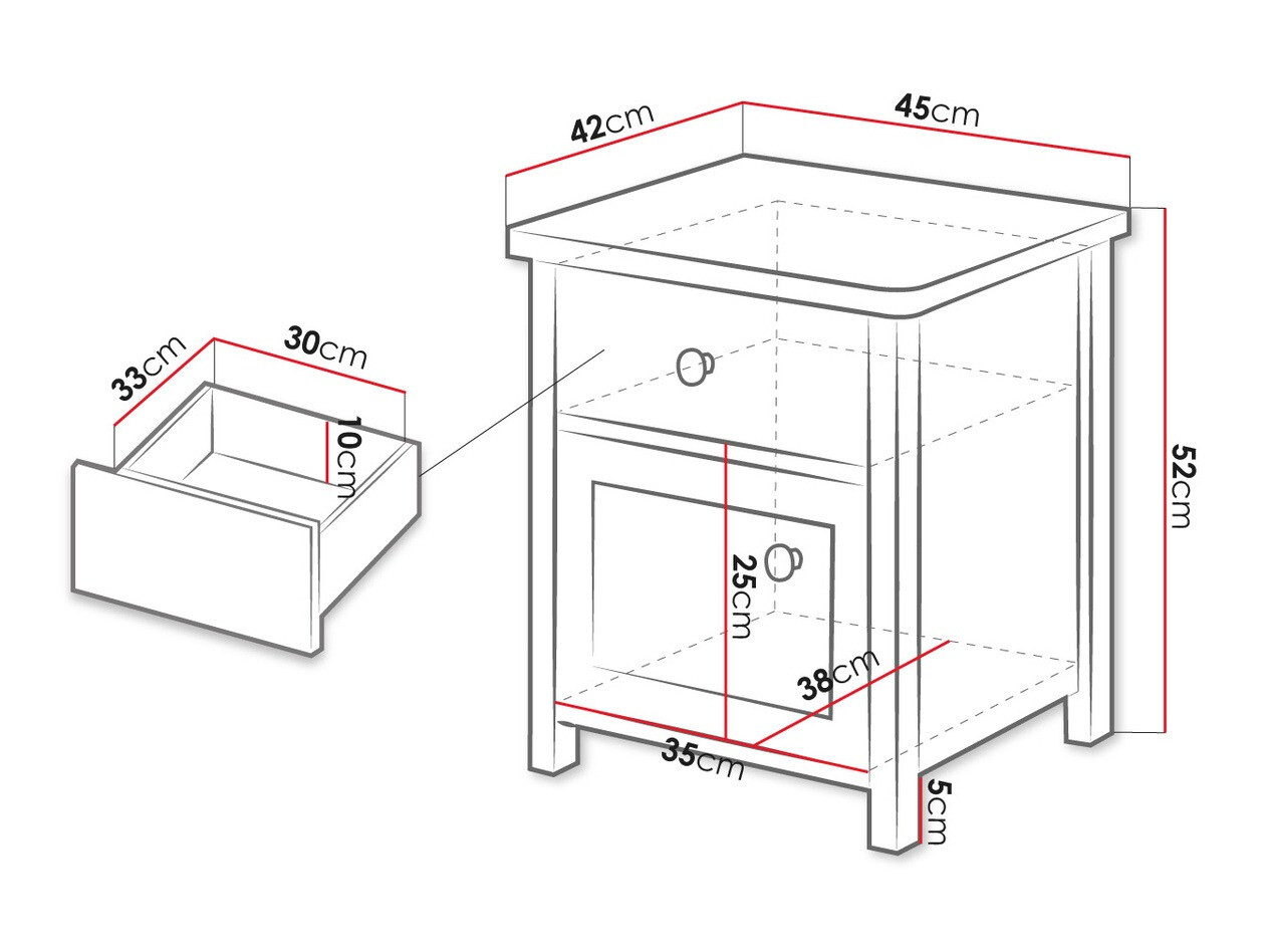 Bedside table Romelbo 138 (White + Oak)