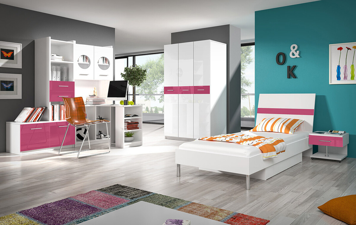 Bookcase Campus (White + Glossy pink)