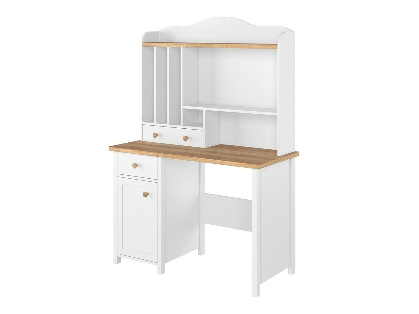 Bookcase Romelbo 136 (White + Oak)