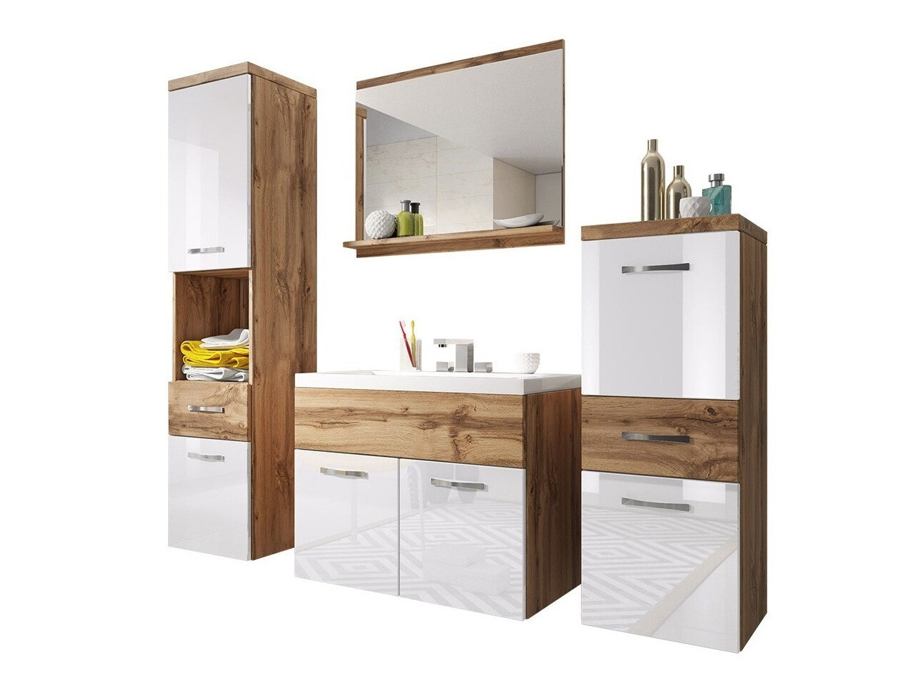 Bathroom set Sarasota 109 (Wotan Oak + Glossy white)
