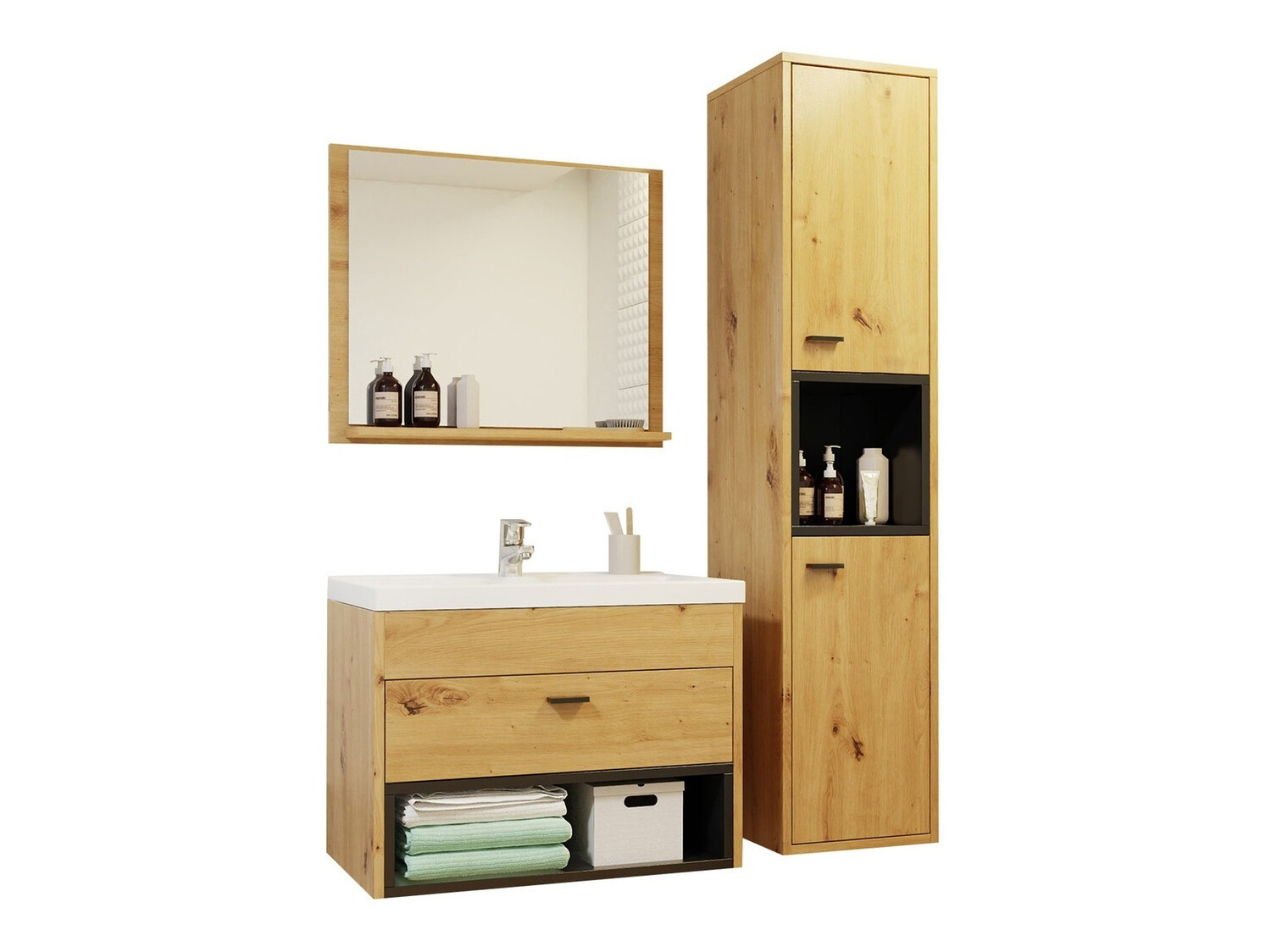 Bathroom set Velum I (Artisan oak + Black)