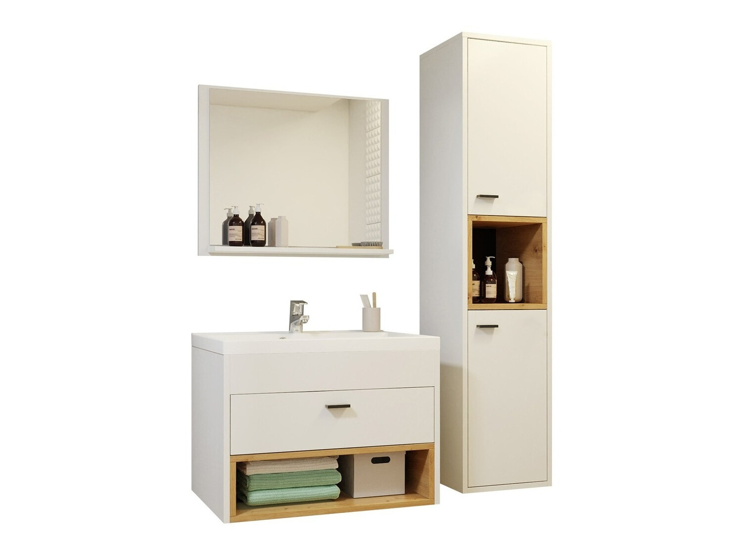 Bathroom set Velum I (White + Artisan oak)