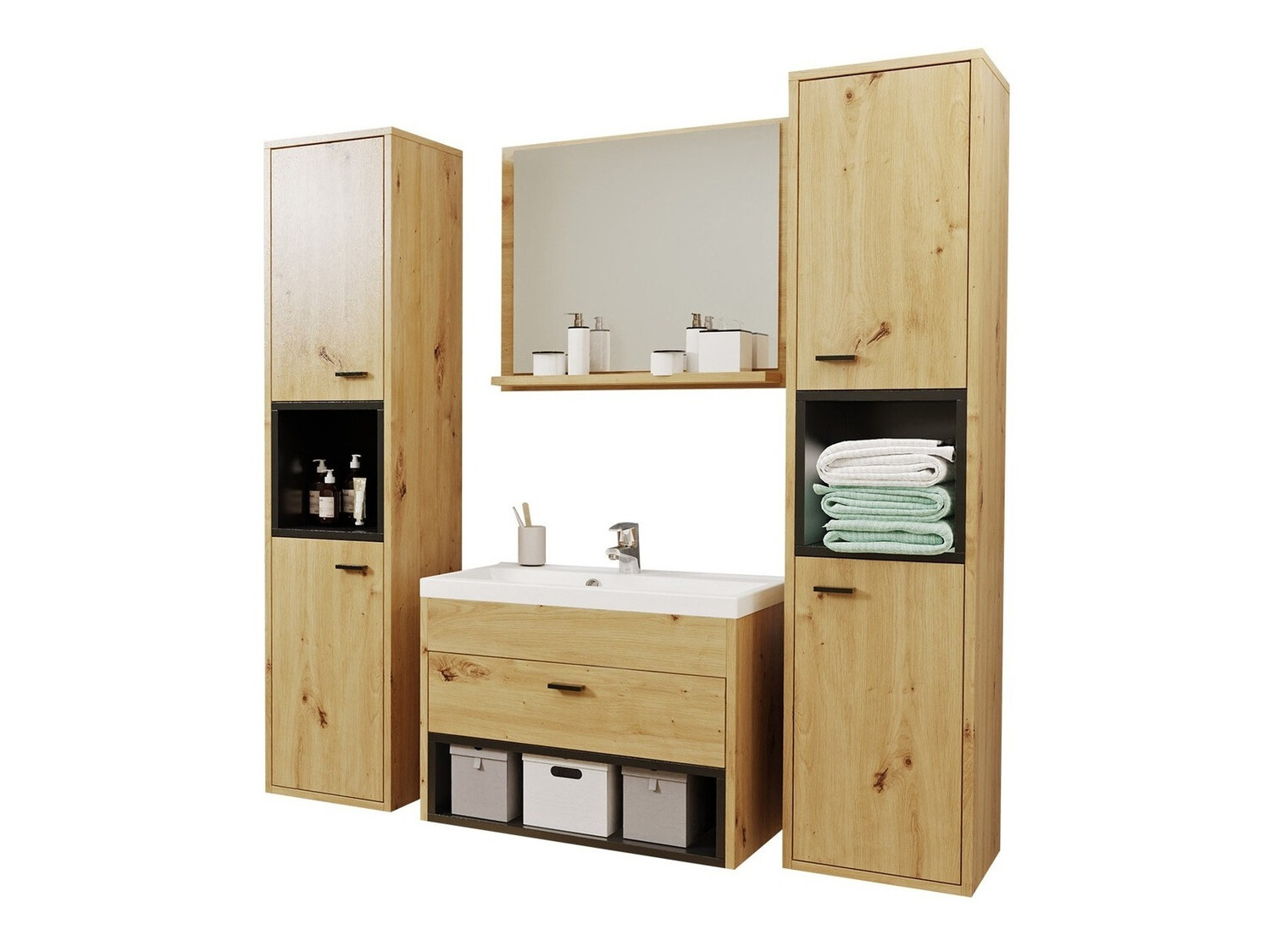 Bathroom set Velum II (Artisan oak + Black)