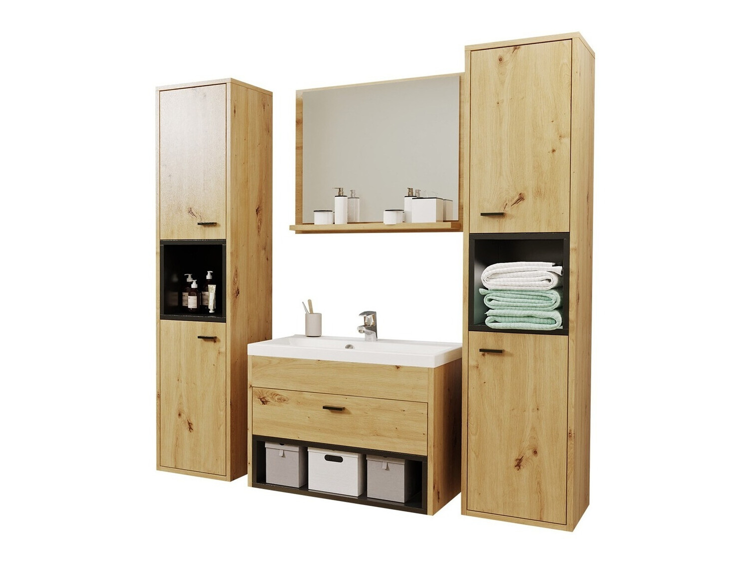Bathroom set Velum II (Artisan oak + Black)