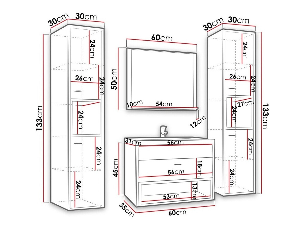 Bathroom set Velum II (White + Artisan oak)