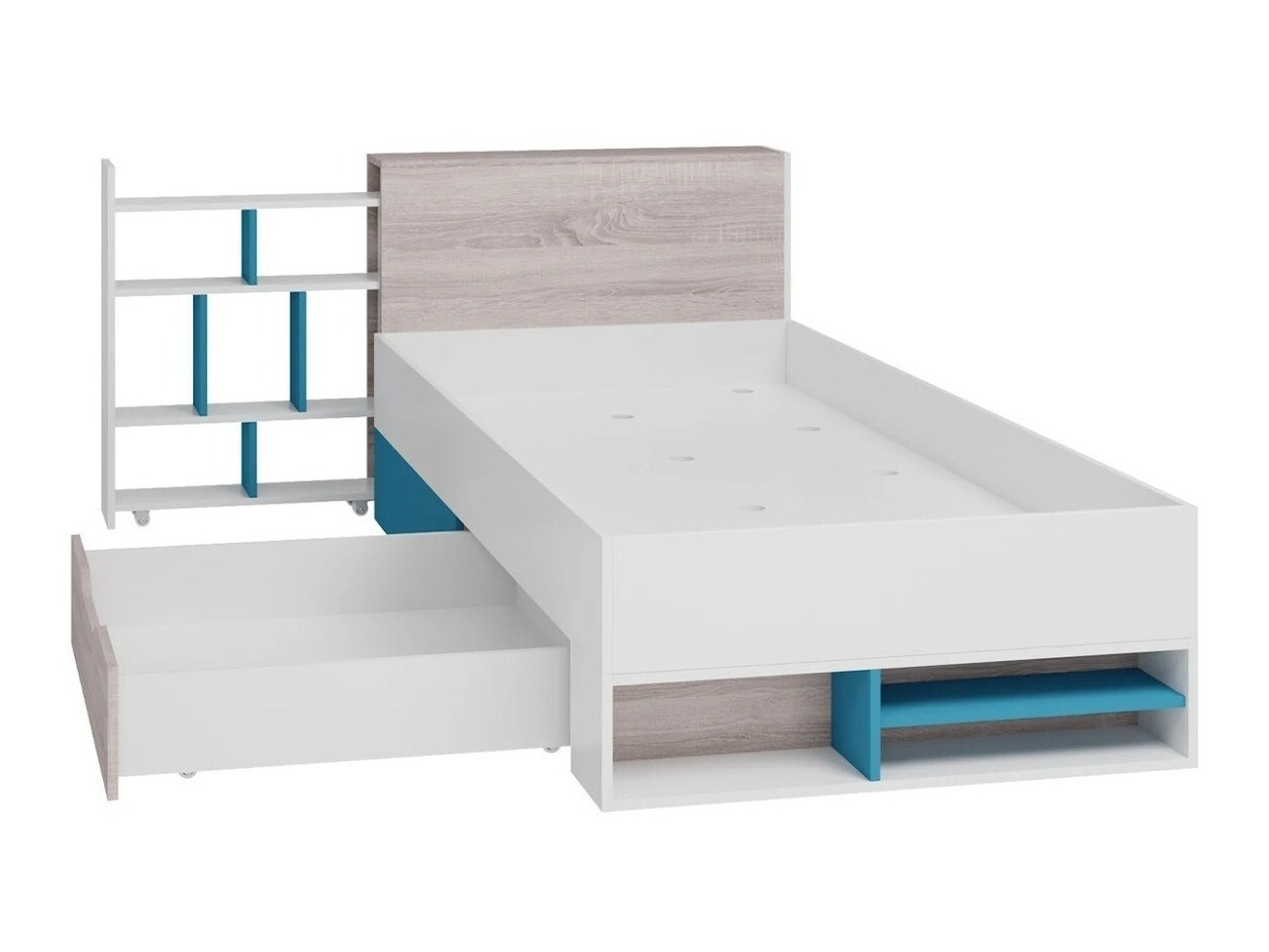 Children's room set Camteso 114 (White + Oak + Turquoise)