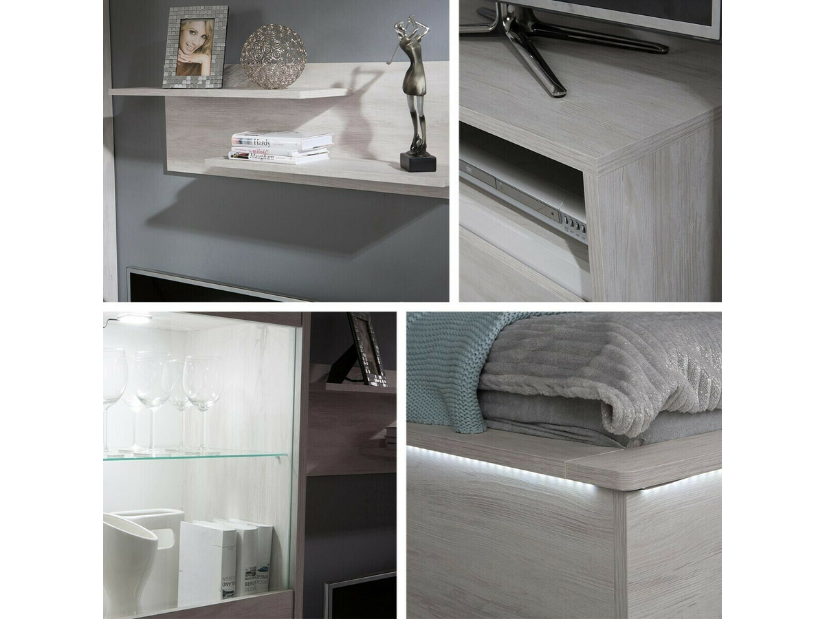Home office set Fivelbo 116 (Monastery oak + Glossy black)