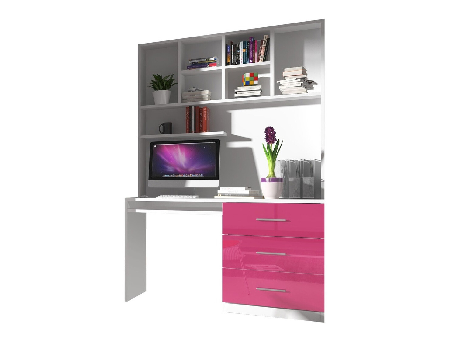 Children's room set Campus (Glossy white + Glossy pink)