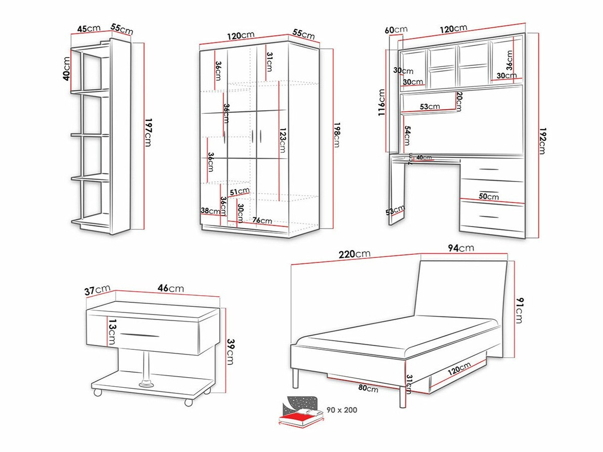 Children's room set Salmere 110 (Glossy white + Glossy pink)