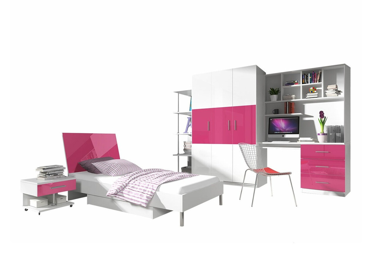 Children's room set Salmere 110 (Glossy white + Glossy pink)