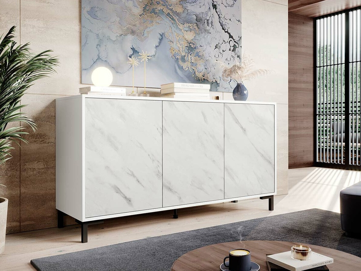 Sideboard Charlotte 159 (White + White marble)