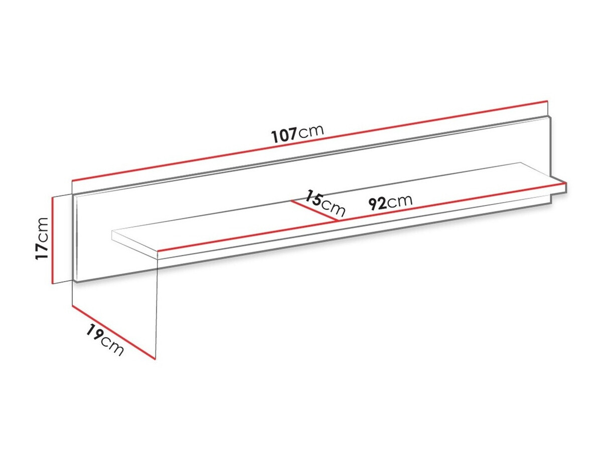 Wall shelf Bracchal (White + Glossy white + Riviera oak)