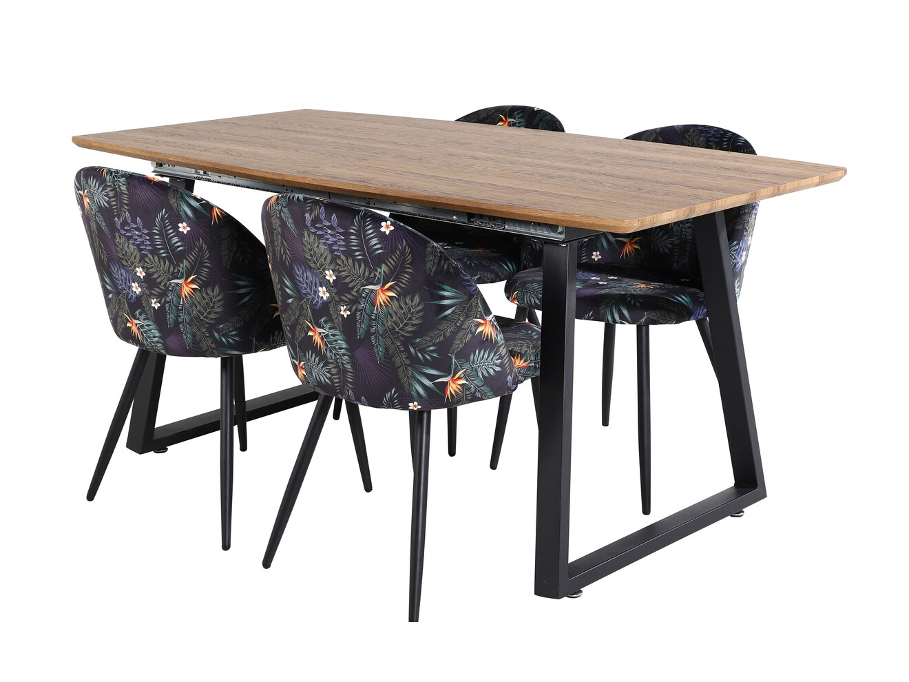 Dining set Dallas 335 (Floral pattern + Black)